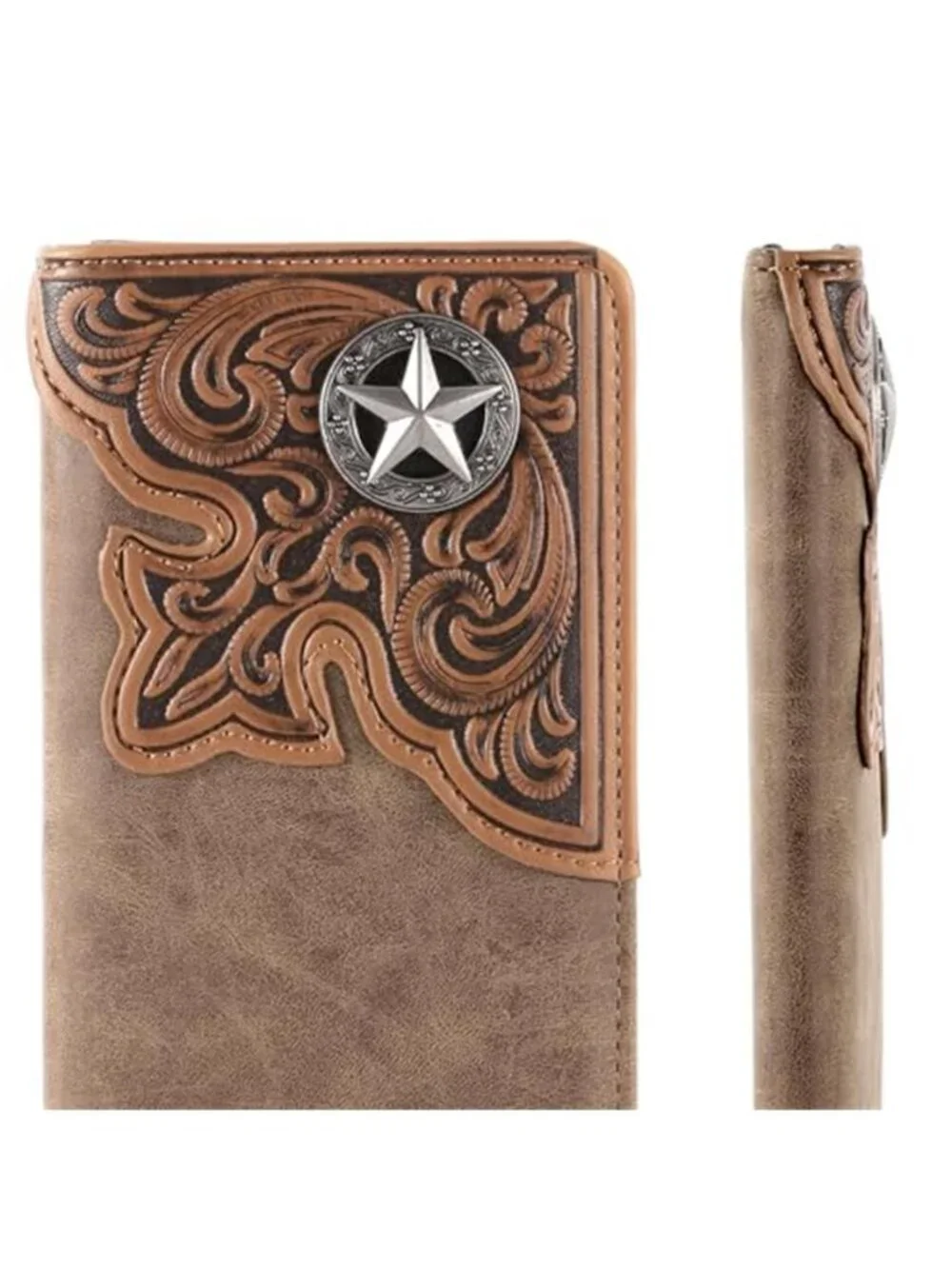 Men's Wallet Long Bifold Wallet with Card Slots RFID Blocking Vintage Checkbook